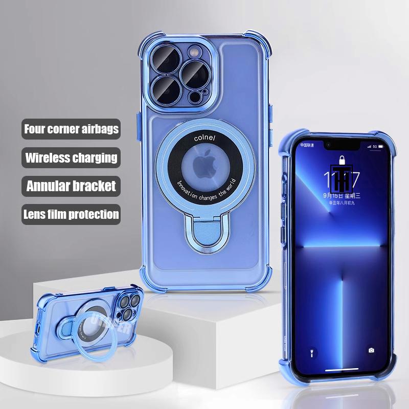 Новый прочный магнитный держатель-кольцо Magsafe для iPhone 16 15 14 13 11 12 Pro Max Plus, противоударный, тонкий, с гальваническим покрытием, прозрачный чехол