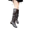 2024 новые женские сапоги до колена, теплая обувь с острым носком и толстой подошвой, модные, сексуальные, эластичные ботинки, удобная повседневная женская обувь