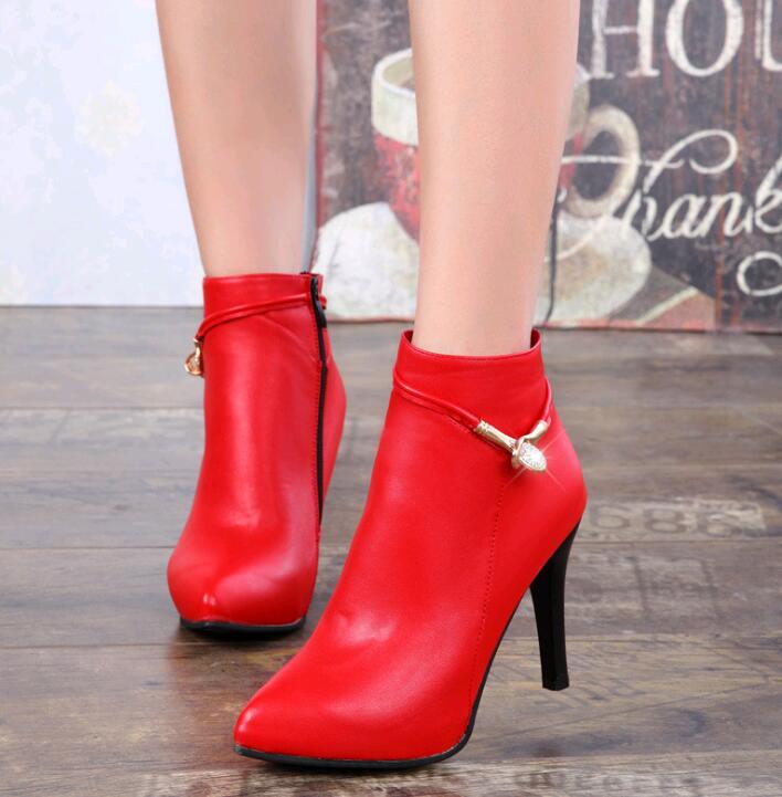 Мода 2024 Весна Осень Туфли на шпильке Тонкие Высокие Каблуки Острый Нос Искусственная Кожа Молния Стиль Сексуальные Ботильоны Женские Ботильоны botas mujer 756