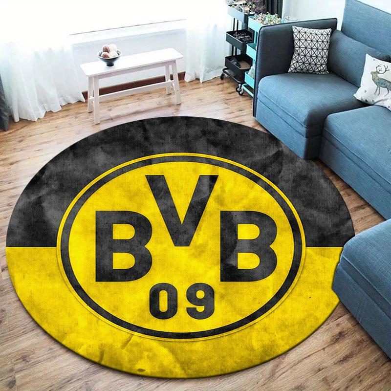 Borussia Round Area Rug,Carpet Rug for Living Room Bedroom Sofa Playroom Decor,Non-slip Floor Mat