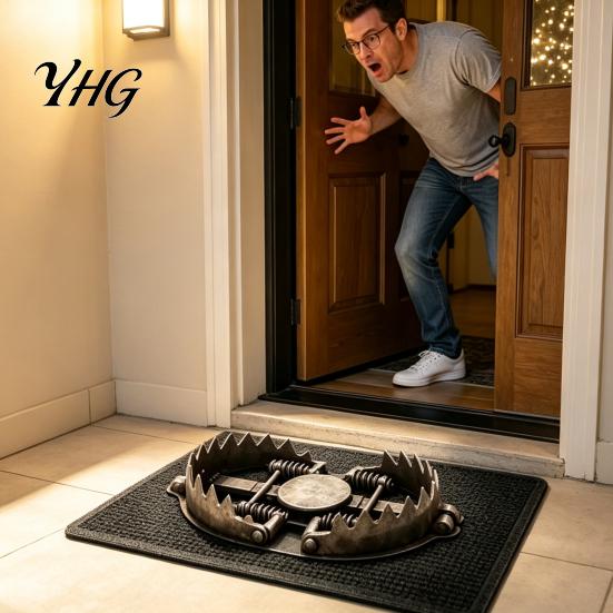 Prank Entrance Rug for Home 3D Bear Trap Rug, Funny Optical Illusion Non-slip Unique Welcome Mat Friends Door Front Indoor Entryway