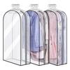 3pcs Clear Garment Covers with Zipper Waterproof Long Coat Protector Dust-proof Clothing Storage Bag for Gowns