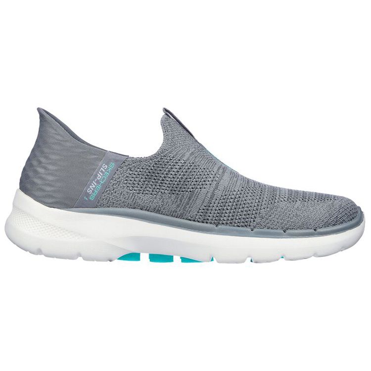 Skechers Go Walk 6 Slip-Ins Ткань с технологией Flash Модные Удобные Низкие Повседневные Кроссовки Женские Белый Серый 124569-GRY