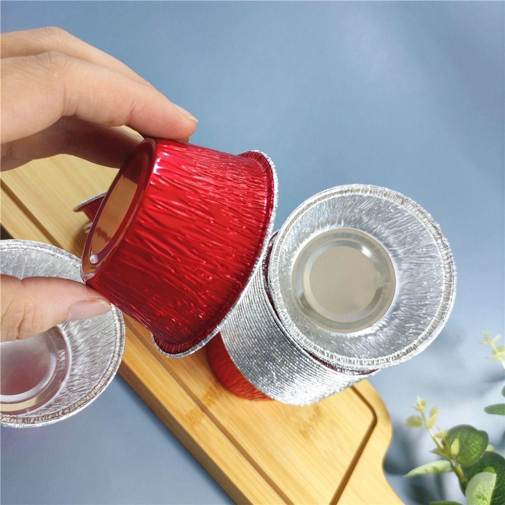 50Pcs Disposable Aluminum Tin Foil Baking Pans Non-stick Practical Baking Cup Tray Food Grade Fast Heating Cupcake Mold Cakes
