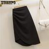 Женская весенне-летняя шикарная нерегулярная плиссированная полуюбка средней длины 2023, простая тонкая юбка на бедрах с высокой талией