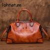 Retro Women Bag Genuine Leather Travel Handbag Casual Tote Natural Soft Cowhide Large Capacity Shoulder Bags