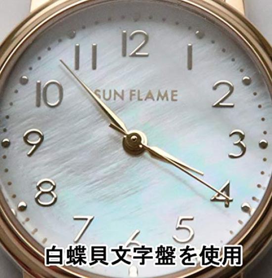 Модные часы с арабскими цифрами [SUNFLAME] японского производства, циферблат из перламутра, цвет слоновой кости, MJL-B22-IV