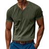 Men's American Style Loose Casual V-neck Short Sleeve Corduroy T-shirt Skin-friendly Amekaji Tee Summer