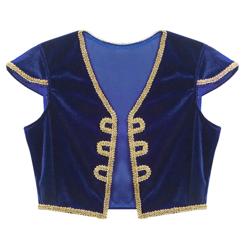 Костюм арабского принца для мальчиков, жилет с рукавами-крылышками и V-образным вырезом, наряд для тематической вечеринки, косплея, Хэллоуина, выступления