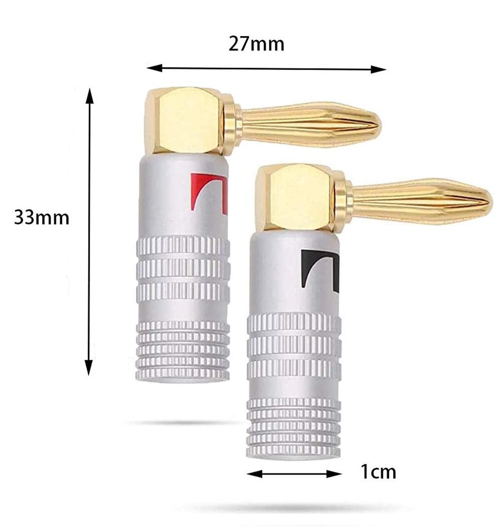 Cleqee Banana Plug Right Angle Gold 8pcs CL-BP08