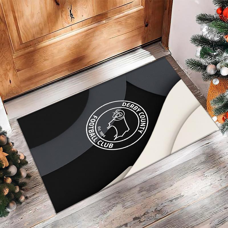 Ковер из хрустального бархата с принтом футбольного клуба Derby County, Удобный, Впитывающий влагу, Нескользящий, Для помещений