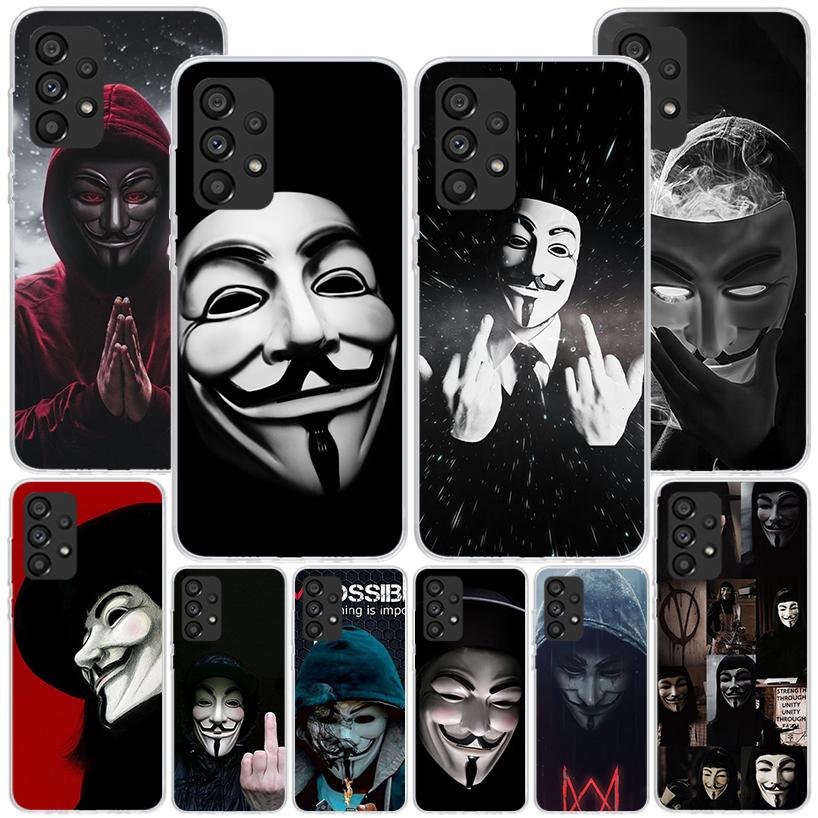 Anonymous V Mask Phone Case For Samsung Galaxy A17 A16 A15 A14 A13 A57 A56 A55 A54 A53 A37 A36 A35 A34 A33 A26 A25 A24 A23 Galax
