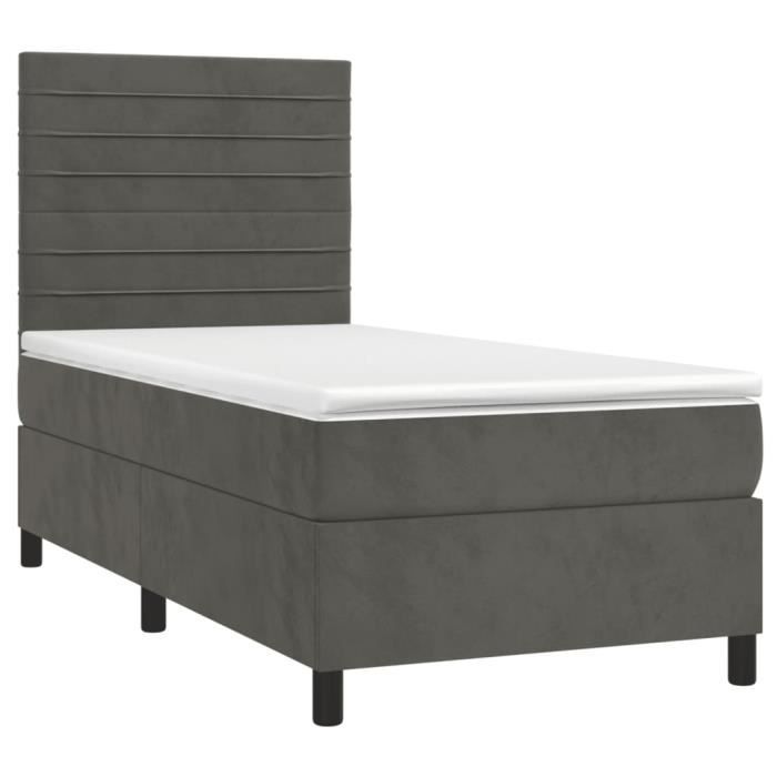 3143050 vidaXL Bed with Divan Base and Mattress Dark Grey 80x200 Cm Velvet