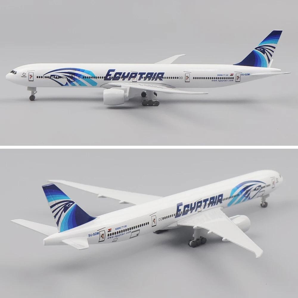 Статическая игрушечная модель самолета Egyptair B777 в масштабе 1/400, изготовленная из литого сплава, для демонстрации в интерьере.