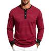 Men S Autumn Striped Henley Long Sleeve T Shirt
