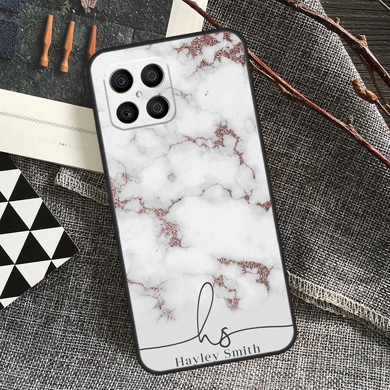 ПЕРСОНАЛИЗИРОВАННЫЙ мраморный чехол с именем и блестками для Honor 90 70 50 Lite Magic 5 Magic 6 Pro X6 X7 X8 X9 X6a X7a X8a X9a X8b X9b