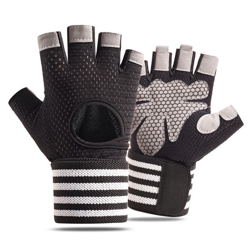 Men's Fitness Gloves Gym Weightlifting Breathable Anti Slip Wrist Support Straps Shock Absorption Workout Women Cycling Gloves