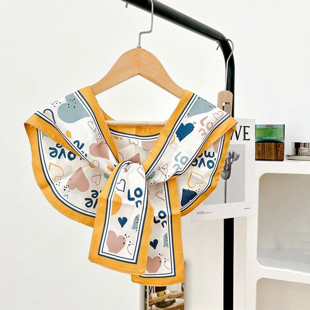 Bow Clothing Accessories Fake Collar Female Shawl Silk Scarf Printed Scarf Korean Style Scarves