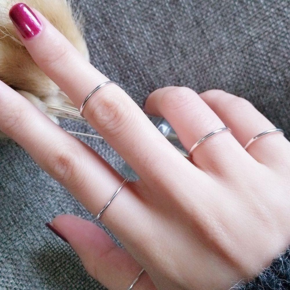 Women Girl Size 3-10 Party Jewelry Stainless Steel Finger Knuckle Plain Band 2MM Thin Ring