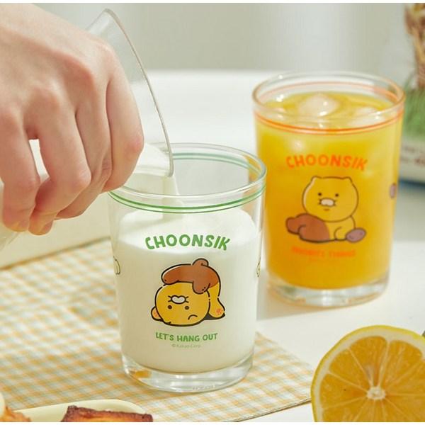 Kakao Friends Chunsik Daily Glass Cup, 230 мл, набор из 2 предметов, разные цвета, 1 комплект, лучший персонаж Кореи
