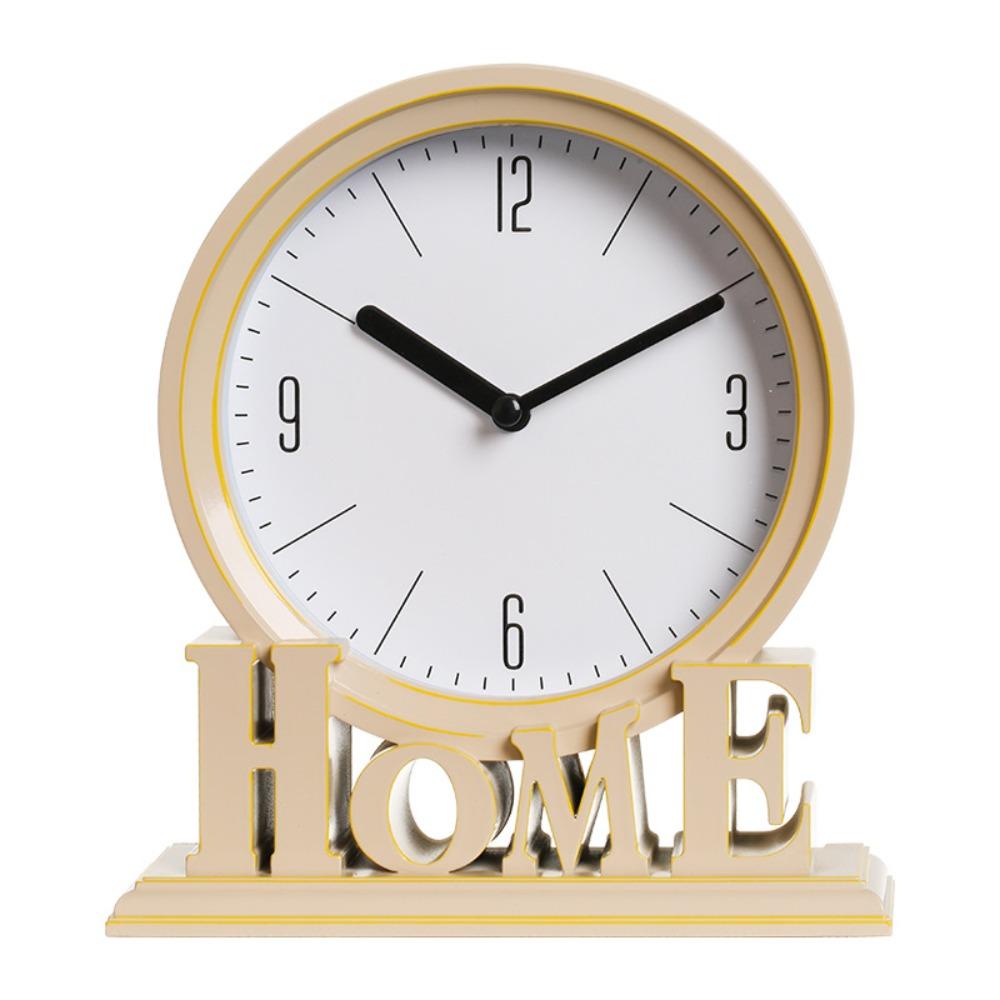 Fashion Vintage Style Desk Clock Nordic Round Pointers Clock Non Ticking Clock School