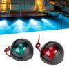 12V Round LED Navigation Light Waterproof Starboards Port Lamp for Marine Boat Yacht Black Housing RedGreen