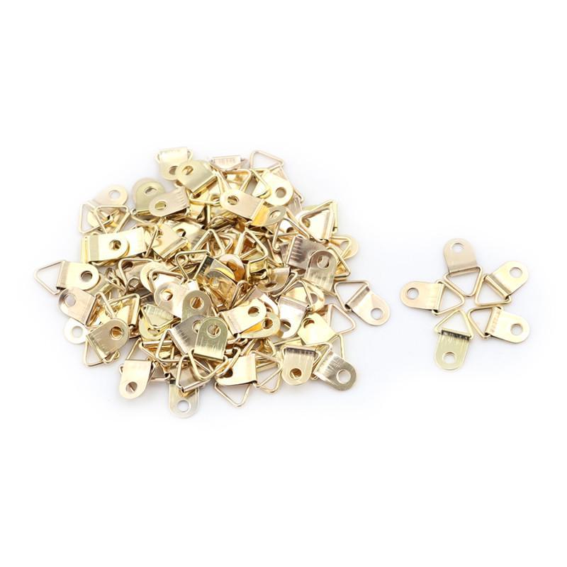 100Pcs Mini Golden Triangle D-Ring Picture Oil Painting Mirror Po Frame Hook Hanger 10X20Mm Furniture Accessories