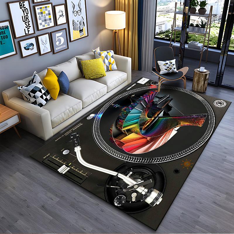 Colorful Piano Turntable Art Rug Non-slip rug suitable for living room and bedroom sofas.