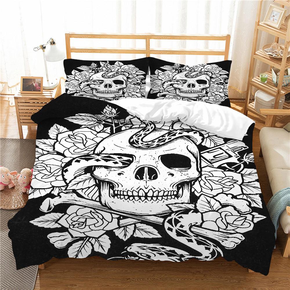 Комплект постельного белья с 3D принтом, наволочка с черепом, пододеяльник, комплект постельного белья, пододеяльник, полный размер, односпальная/двуспальная кровать, украшение для дома