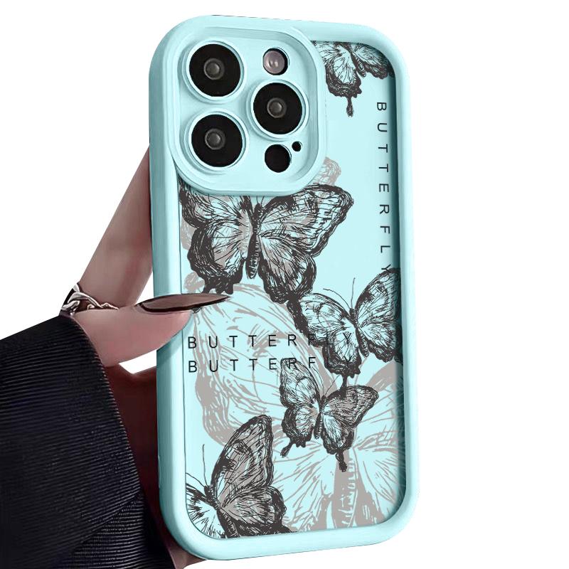 Чехол-бабочка Candy Color Ink для iPhone 16 Pro 15 14 Pro Max 13 12 11 Pro Max Xr Xs X 7 8, противоударный, мягкий, тонкий чехол из ТПУ
