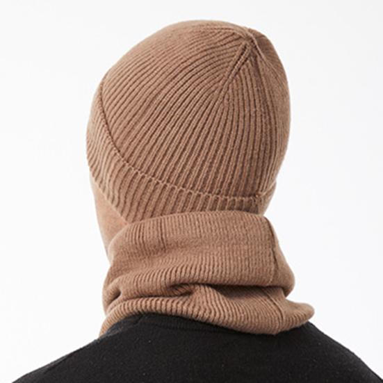 Yousheng 3Pcs/Set Winter Hat Scarf Gloves Set Solid Color Windproof Brimless Hat Neck Warmer Touch Screen Gloves Set