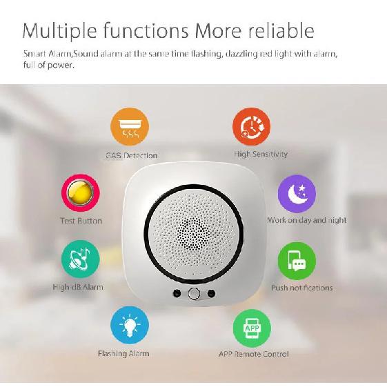 90-220Vac EU Plug WIFI Natural Gas Detector Tuya APP Push Message Coal Gas Sensor LPG Alarm NC/NO Relay Shut Off DN10/15 Valve