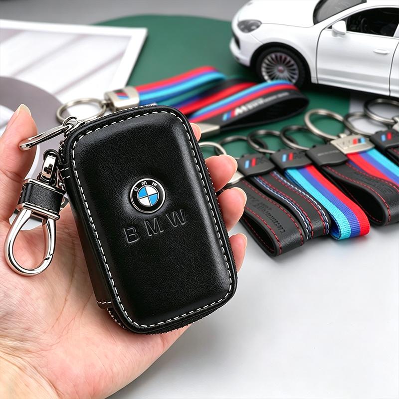 BBKQ7 Leather Car Key Keychainn Pendant Holder Gift For BMW M Performance E46 G80 F48 E84 G01 F30 G11 X1 X3 X5 X6 G07 Auto Accessories