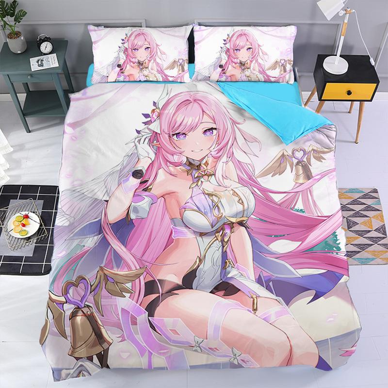 Аниме Постельные комплекты Elysia Японское аниме Двумерная девушка Комплект пододеяльника Каваи Сексуальная девушка Покрывало 2/3 шт.