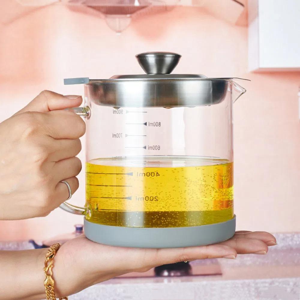 with Scale Oil Filter Container Fine Mesh Oil Filtration Can Kitchen Use