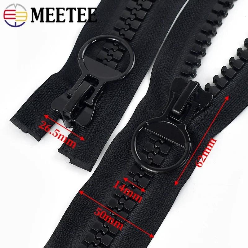 Meetee 75-150cm 20# Large Black Resin Zipper Double-slider Open-end Zip Down Jacket Coat Tent Zips Repair Sewing Accessories