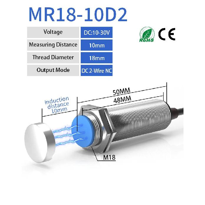 GTRIC Magnetic Reed Switch Proximity Sensor LG18A3 Premium M18 Cylinder Series 10-30 90-220V 10mm Sensing Distance NO NC