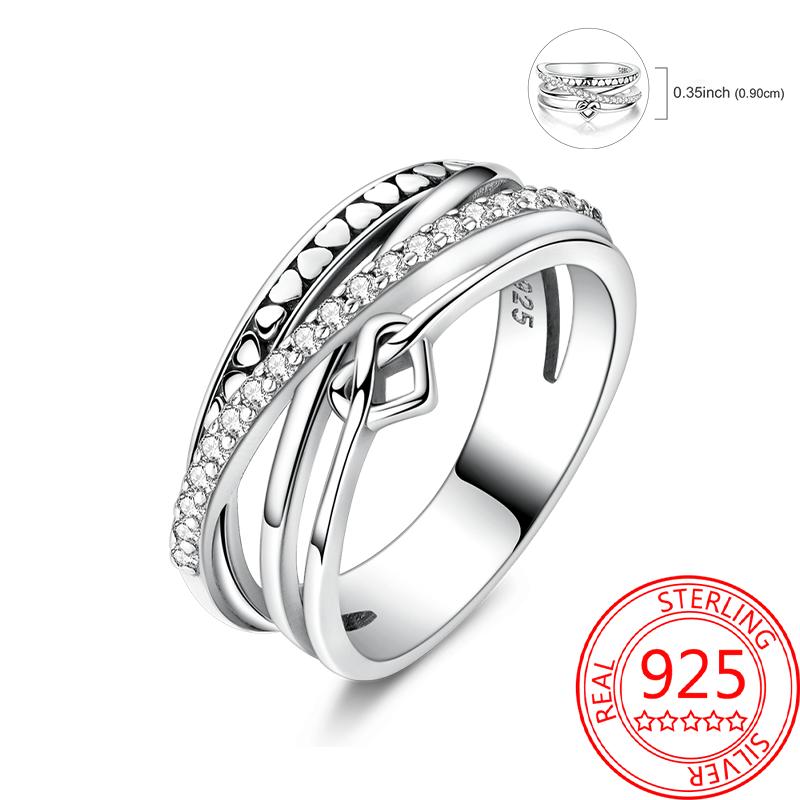 925 Silver Beautiful Stars and Moon Shining Sun Geometry Infinite Combination Ring Boutique Matching Gifts