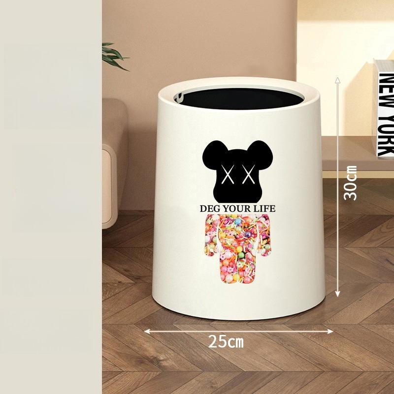 Creative Cream Style Rubbish Bin - 25x30cm Nordic Minimalist Waste Basket for Home and Office