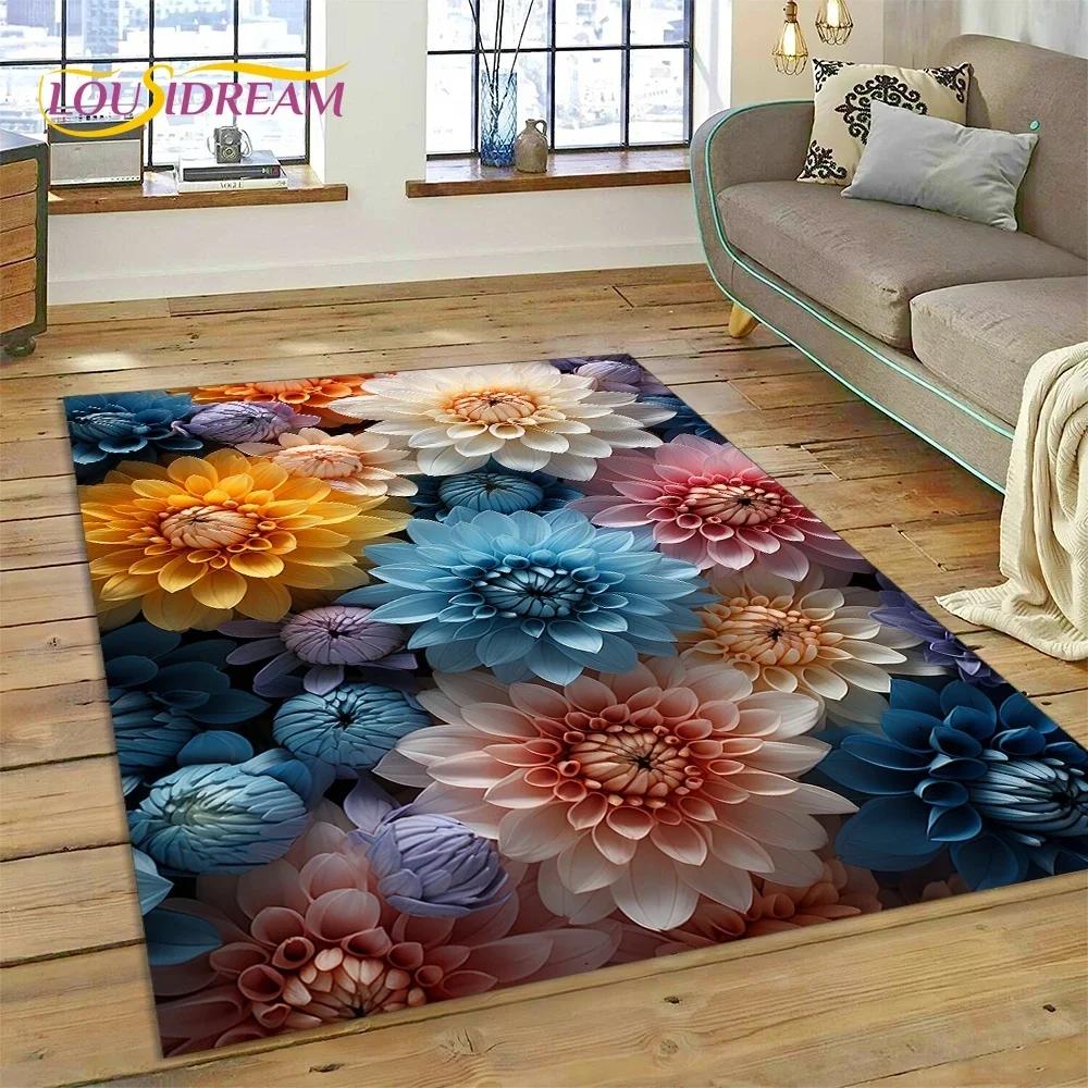 3D Dream Sun Flowers Скандинавский ковер с ромашками для спальни, гостиной, дома, украшение для дивана, детский игровой большой коврик для пола