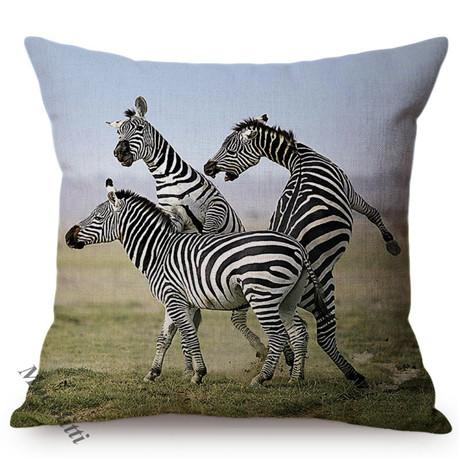 African Wild Grassland Animals Throw Pillow Cover Zebra Giraffe Lion Cushion Cover For Home Chair Sofa Decoration Pillowcases