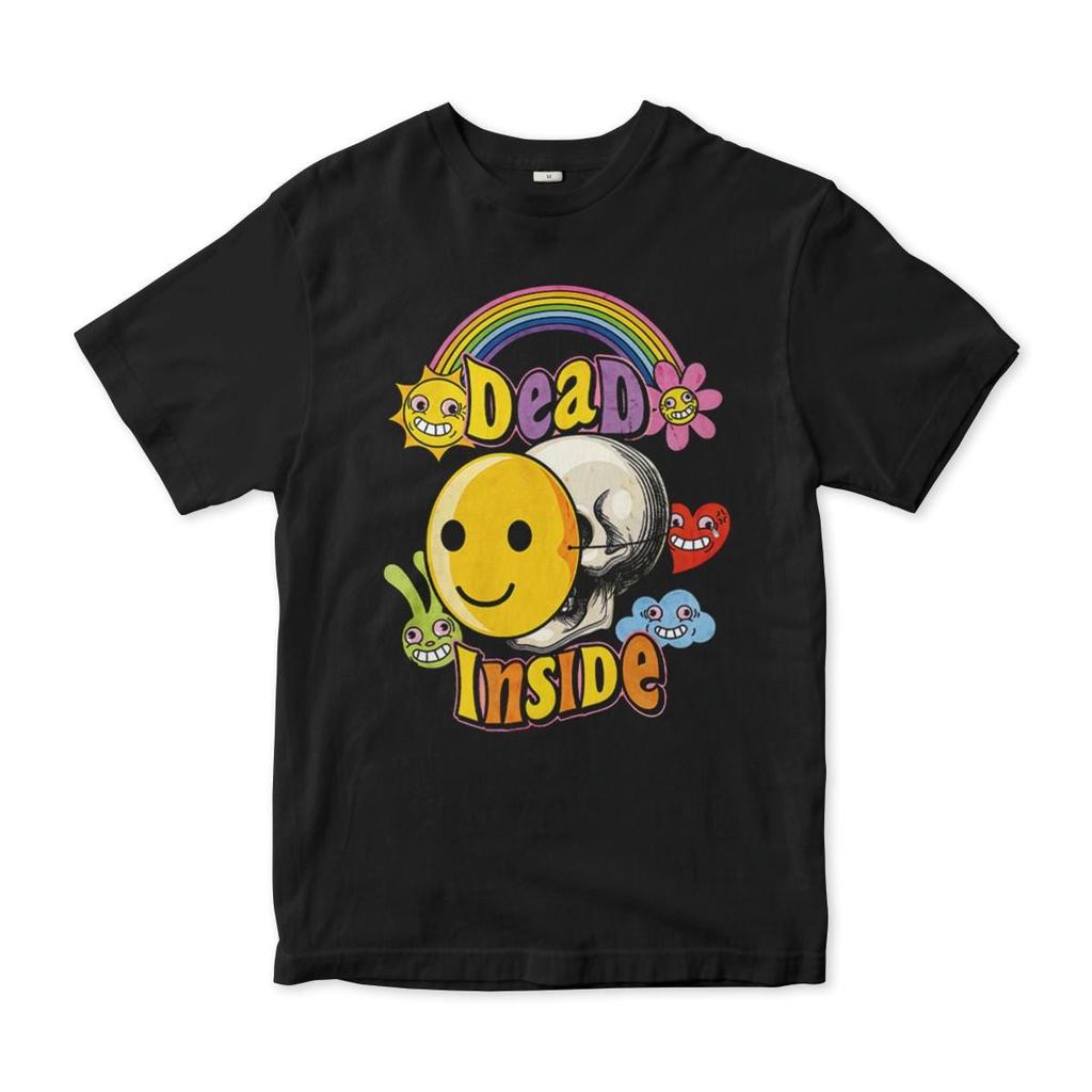 Dead Inside Funny Smiley Face Skull T-Shirt, Men's and Women's Sizes (DSN-17832)