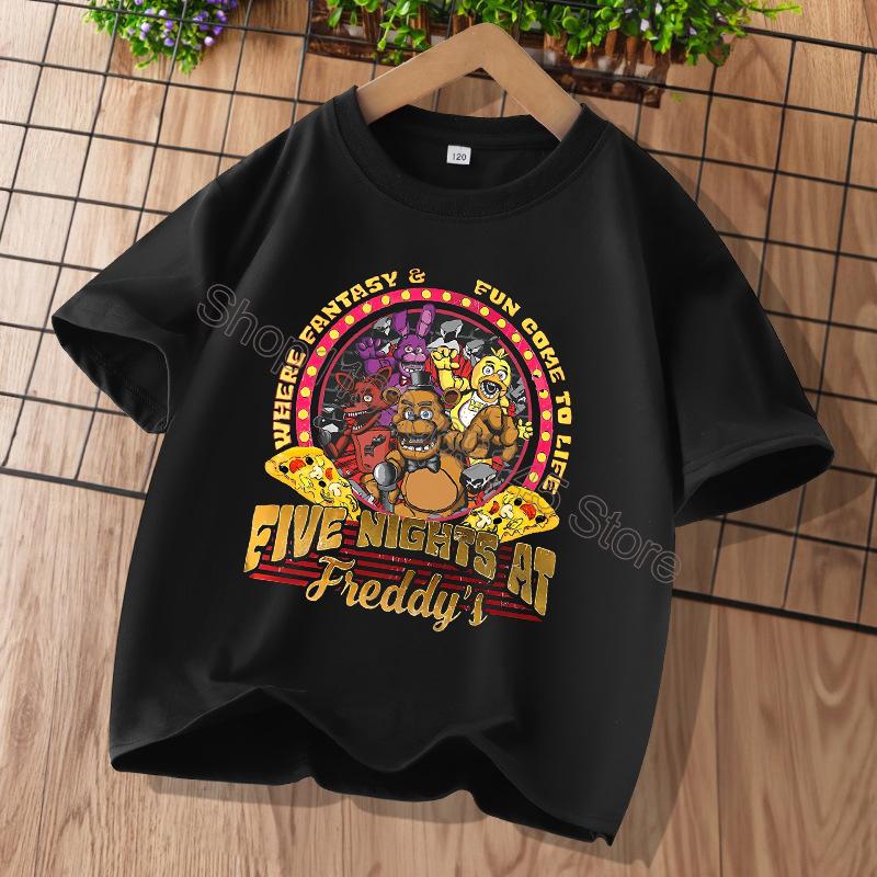 Новые детские футболки Five Nights At Freddys FNAF с мультяшным принтом Детские повседневные спортивные топы с короткими рукавами Детская одежда