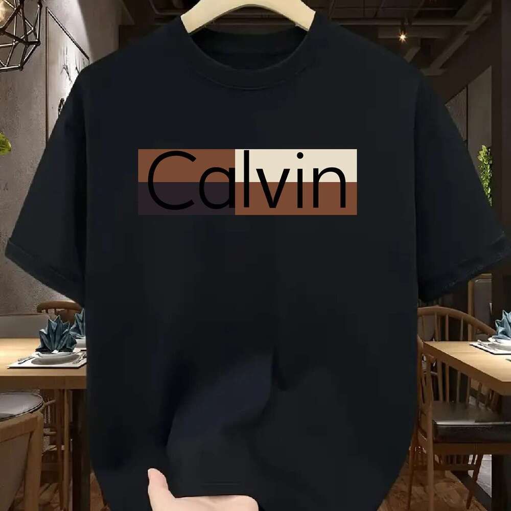 Men's Summer Polyester Fashion Casual Sports Loose Pattern Printed Round Neck Short Sleeve T-Shirt Top