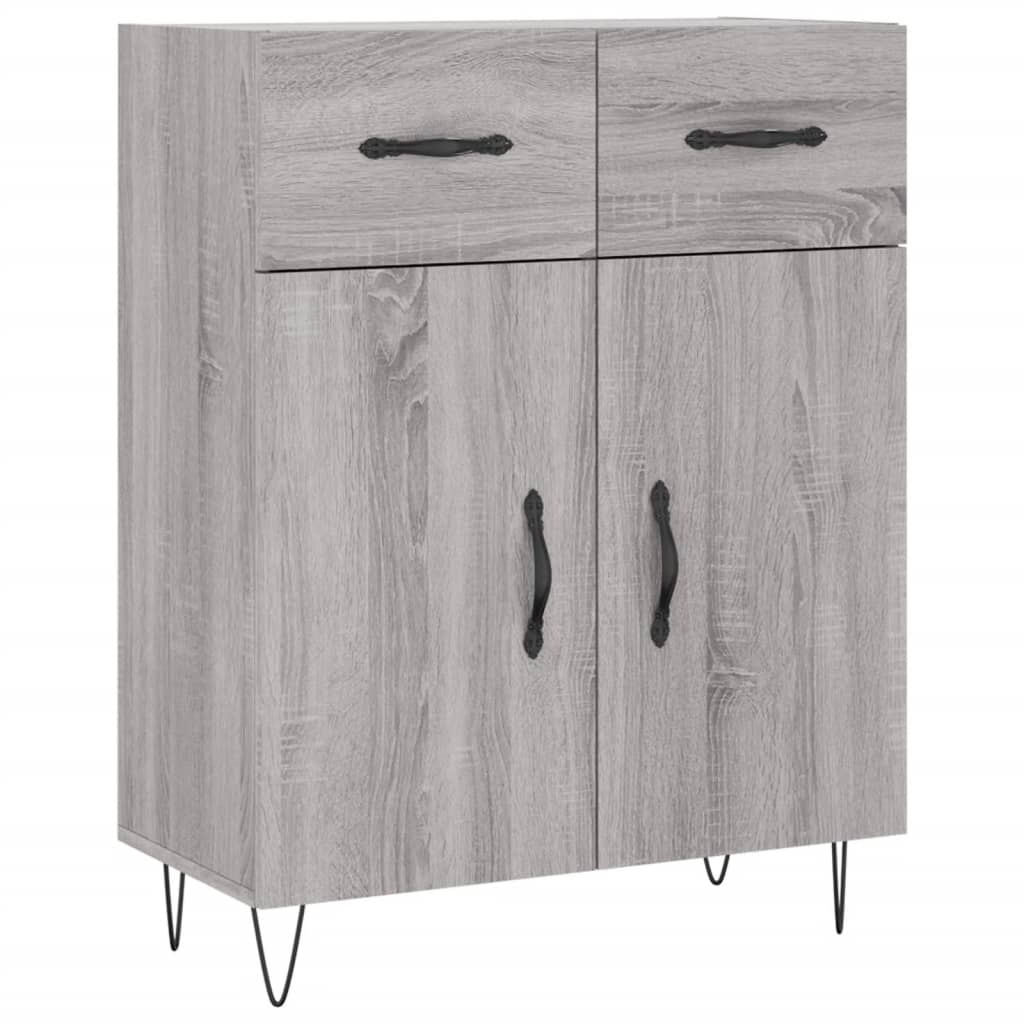 Vidaxl Witrynka Szary Dąb Sonoma 69,5X34X180Cm Materiał Drewnopochodny