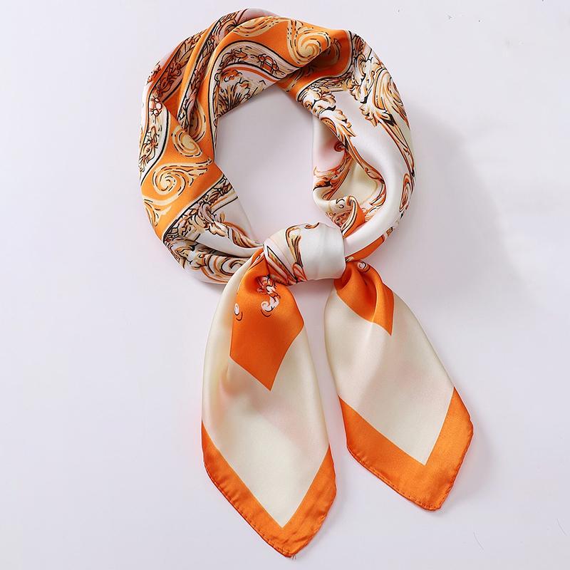 Silk Scarf 70x70cm Luxury Brand Designer Hair Leopard Print Handkerchief Hijab Shawl Women Bandanna Foulard Muffler Wrap