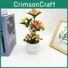 Potted Simulated Berry Plant Artificial Green Plant With Stone Decoration