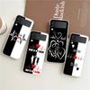 Cute Couple Letters art Phone Case For Samsung Galaxy Z Flip 3 4 5 Hard Folding Clear PC Bumper For Samsung Z Flip 6 Back Cover