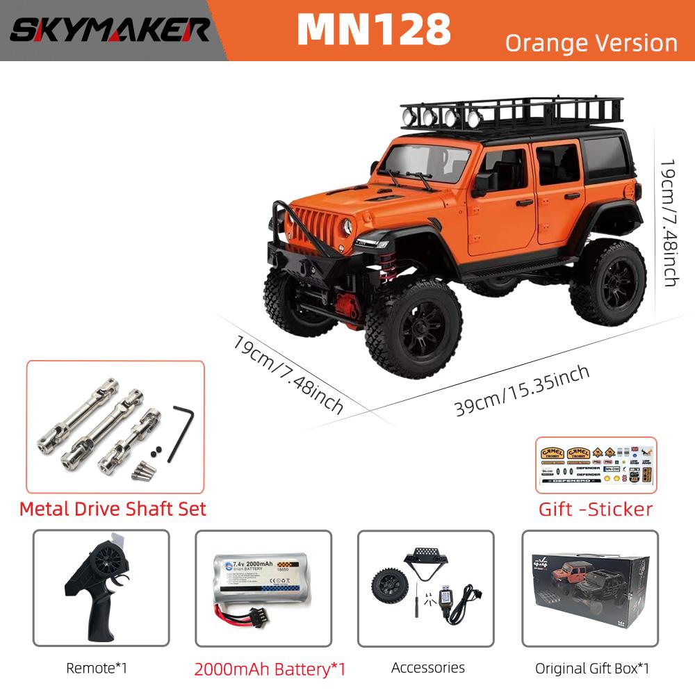 MN128 1/12 RC Car 4WD Jeep Model 2.4G Remote Control LED Light 4X4 Off Road 4WD Climbing RC Truck Electric Toy Car Gift for Boy MWGHF1