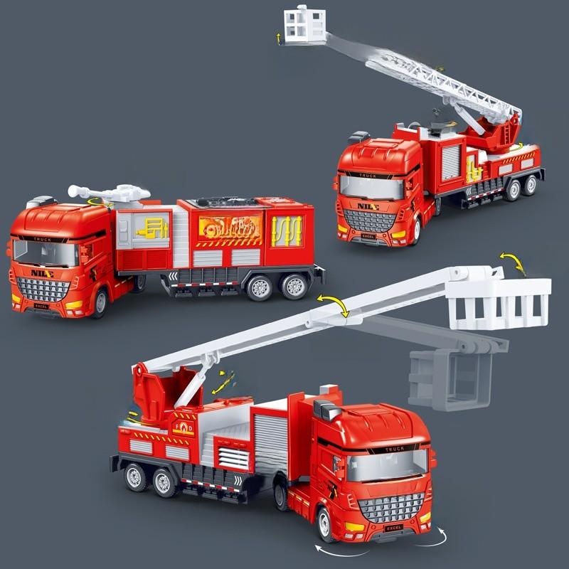 Игрушечный пожарный автомобиль Inertia Large Fire Rescue Truck для мальчиков с водяным пистолетом и лестницей для развития воображения.